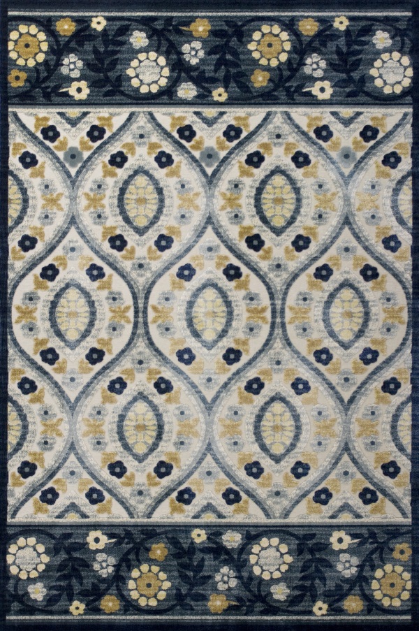 Anna Serafina 8723 Ivory Blue By Kas Oriental Rugs Anna Collection Features Beautiful Silky Rugs Constructed From Chenille Viscose And Are Machine Made In Turkey
